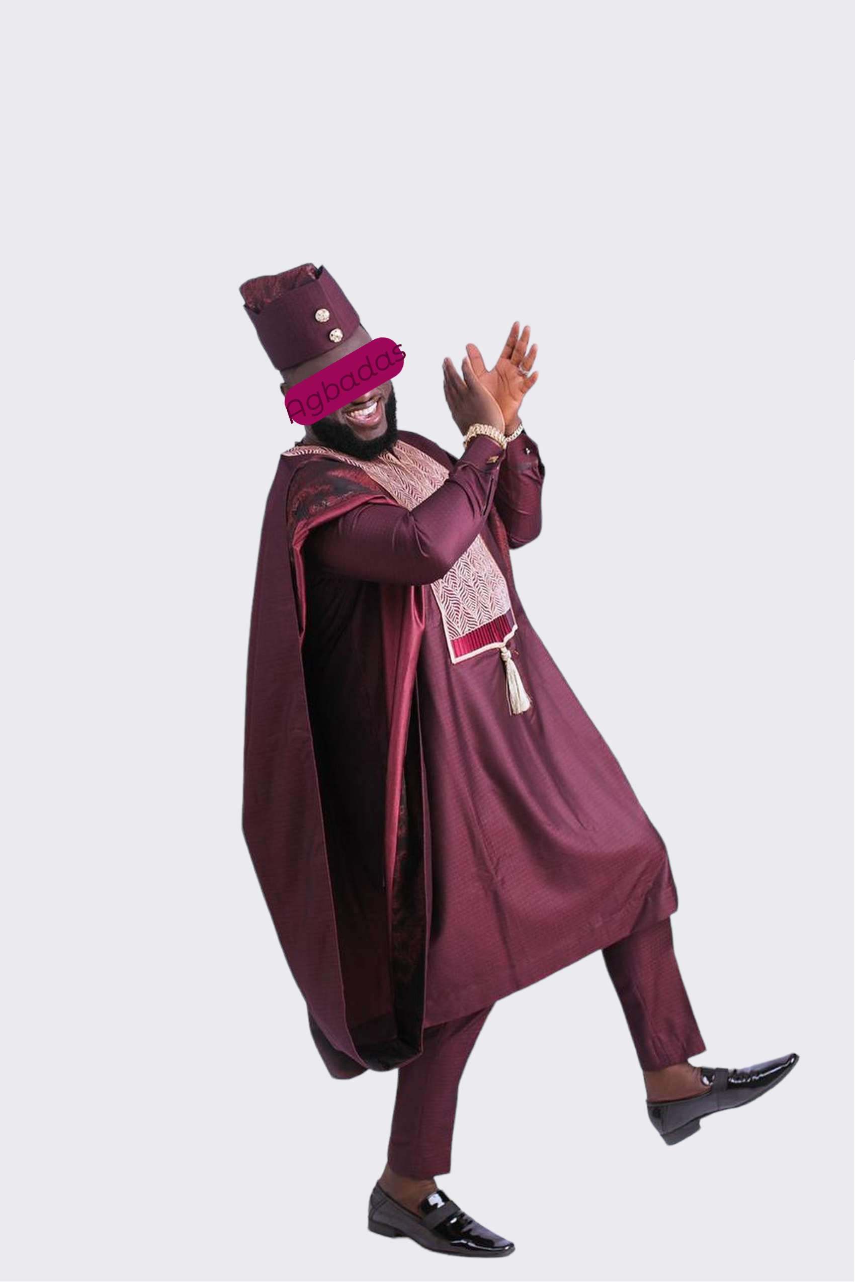 Regal Handcrafted Maroon Agbada