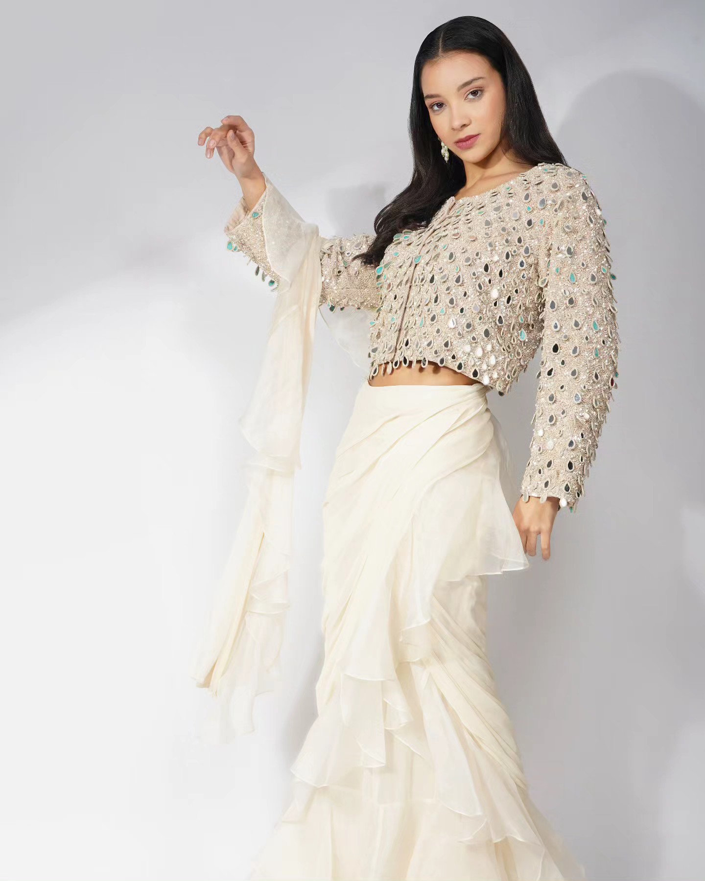 Ivory Saree with Modern Flare